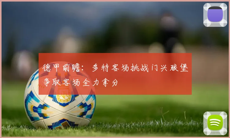 德甲前瞻：多特客场挑战门兴狼堡争取客场全力拿分